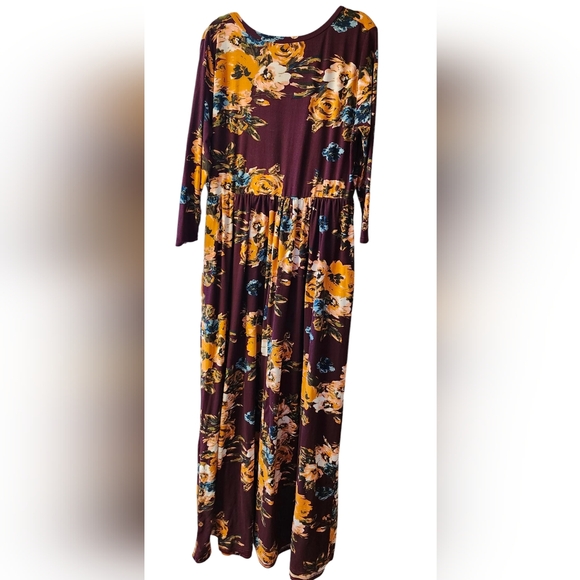 Hazel Blues Floral Long Sleeve Maxi Dress - Multicolor, Super Soft, Size XXL - Picture 2 of 4